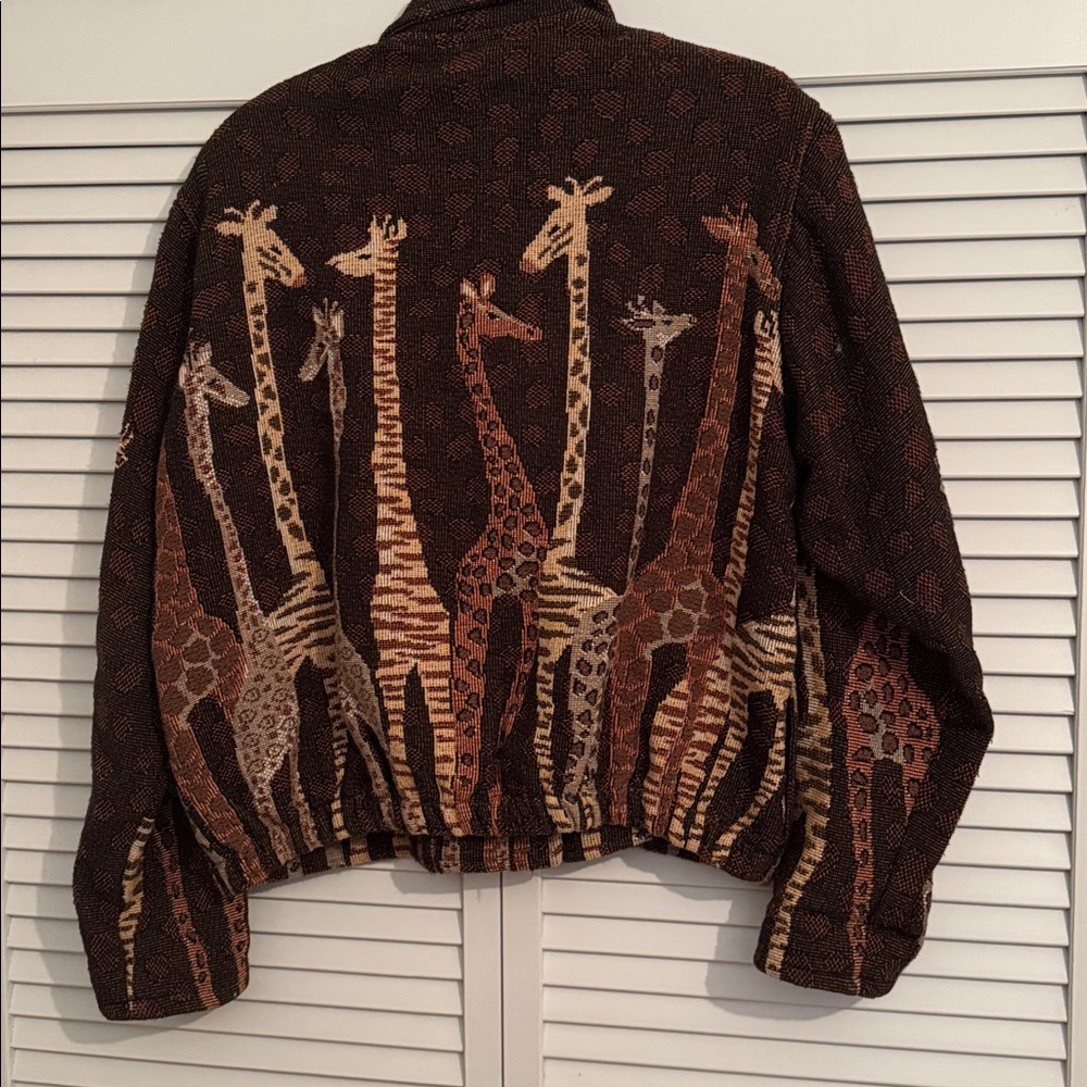 Giraffe Patterned Brown Jacket - Picture 2 of 4